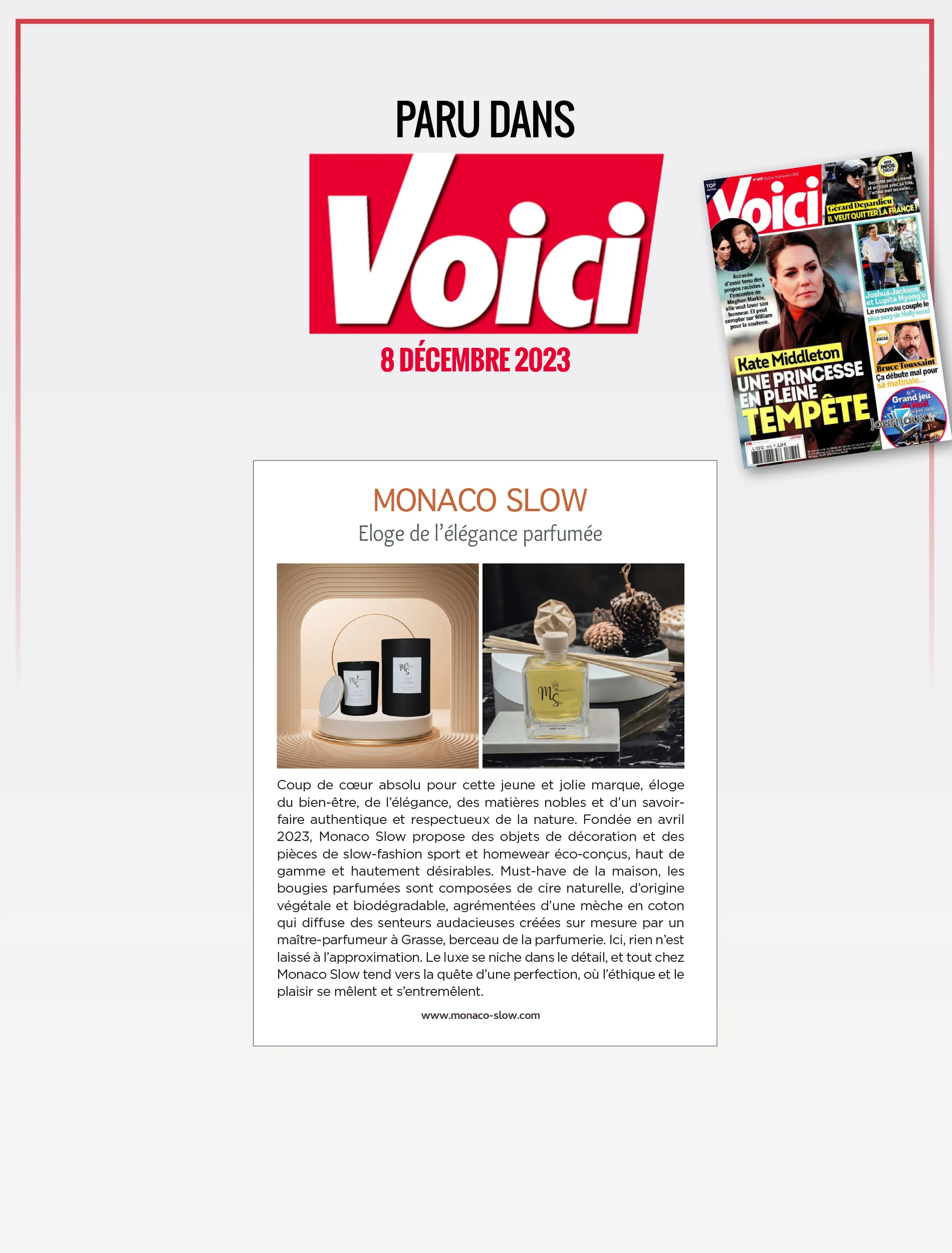 article voici pour la marque monaco slow 8 decembre 2023