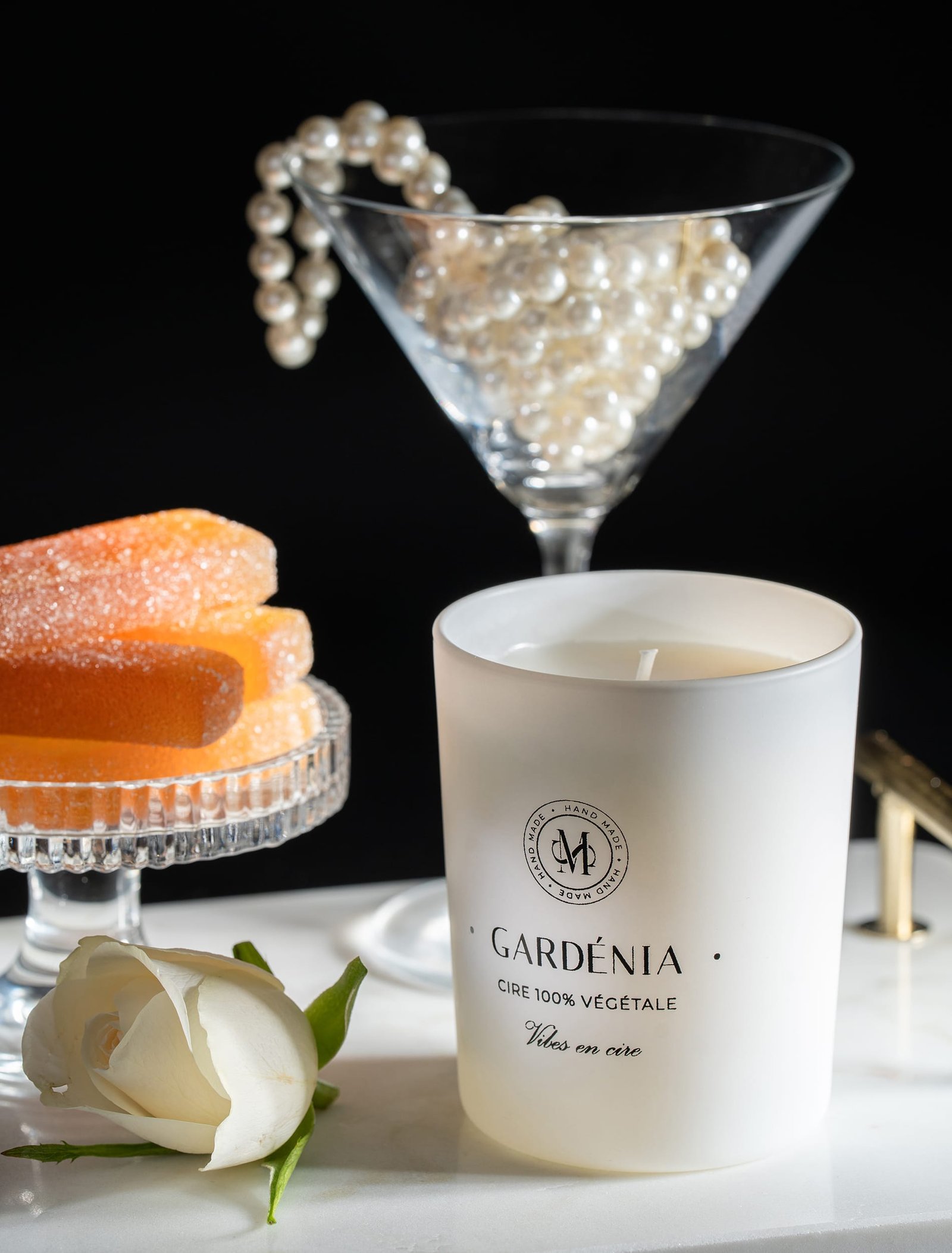 PURE GLOW GARDÉNIA Bougie Artisanale en Cire Végétale Authentique 419