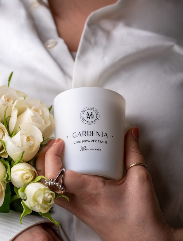 PURE GLOW GARDÉNIA Bougie Artisanale en Cire Végétale Authentique 598