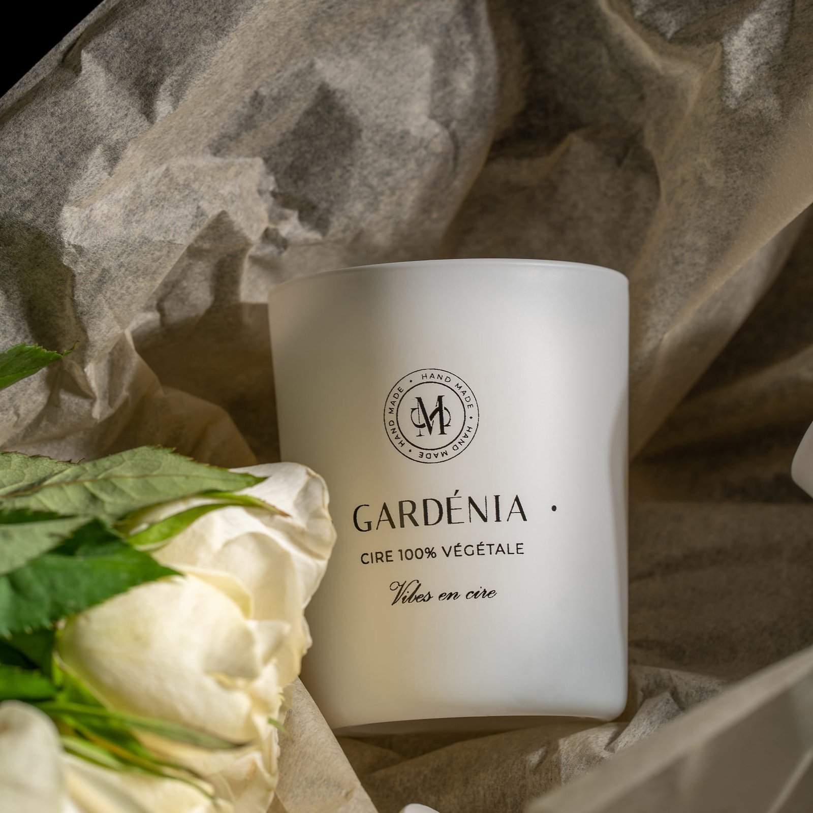 PURE GLOW GARDÉNIA Bougie Artisanale en Cire Végétale Authentique 609